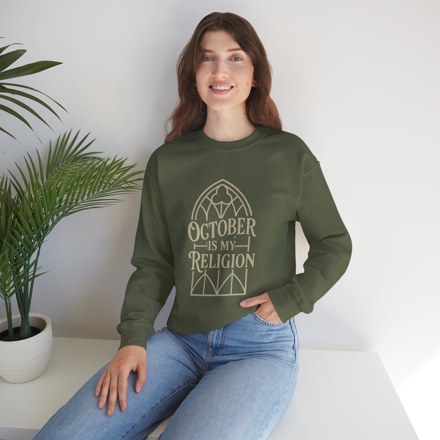 October Is My Religion Sweatshirt | Cozy Unisex Crewneck for Fall Celebrations