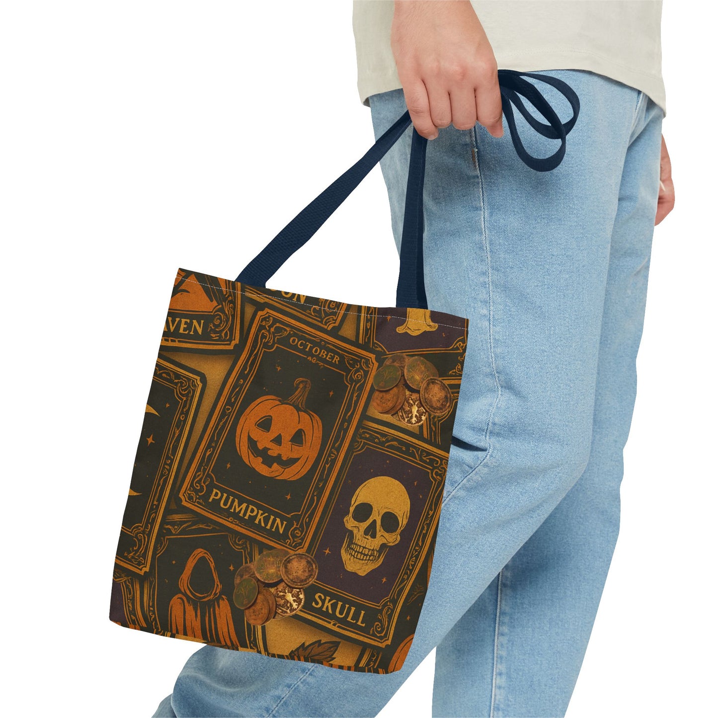 Halloween Tote Bag with Pumpkin and Skull Design - Perfect for Fall Gatherings