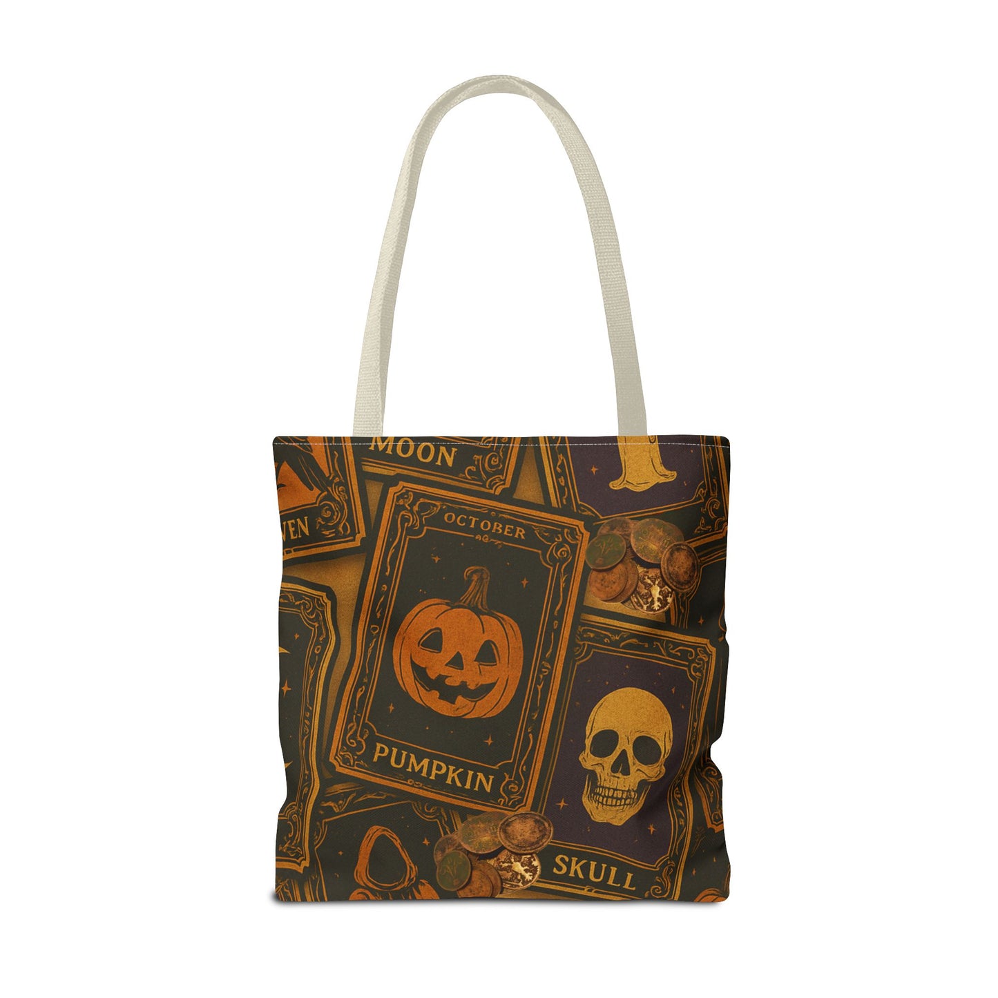 Halloween Tote Bag with Pumpkin and Skull Design - Perfect for Fall Gatherings