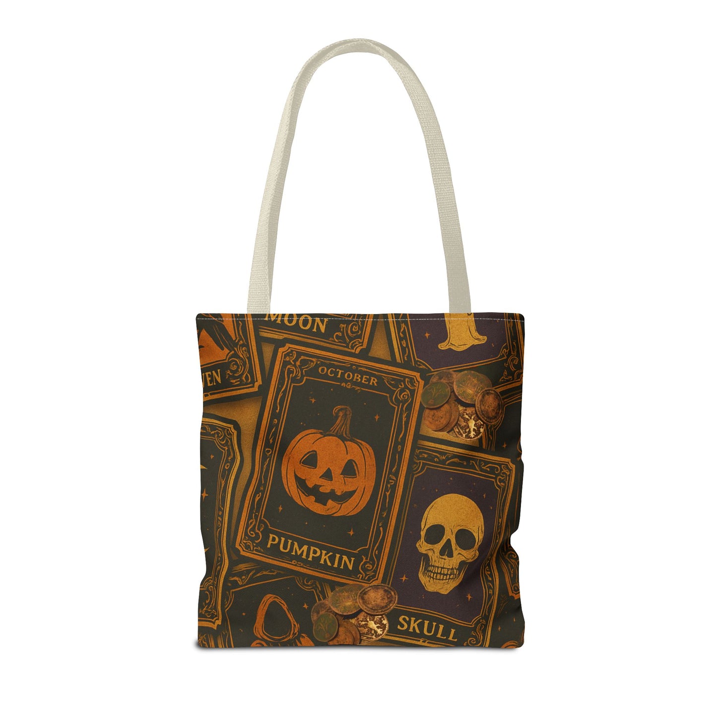 Halloween Tote Bag with Pumpkin and Skull Design - Perfect for Fall Gatherings