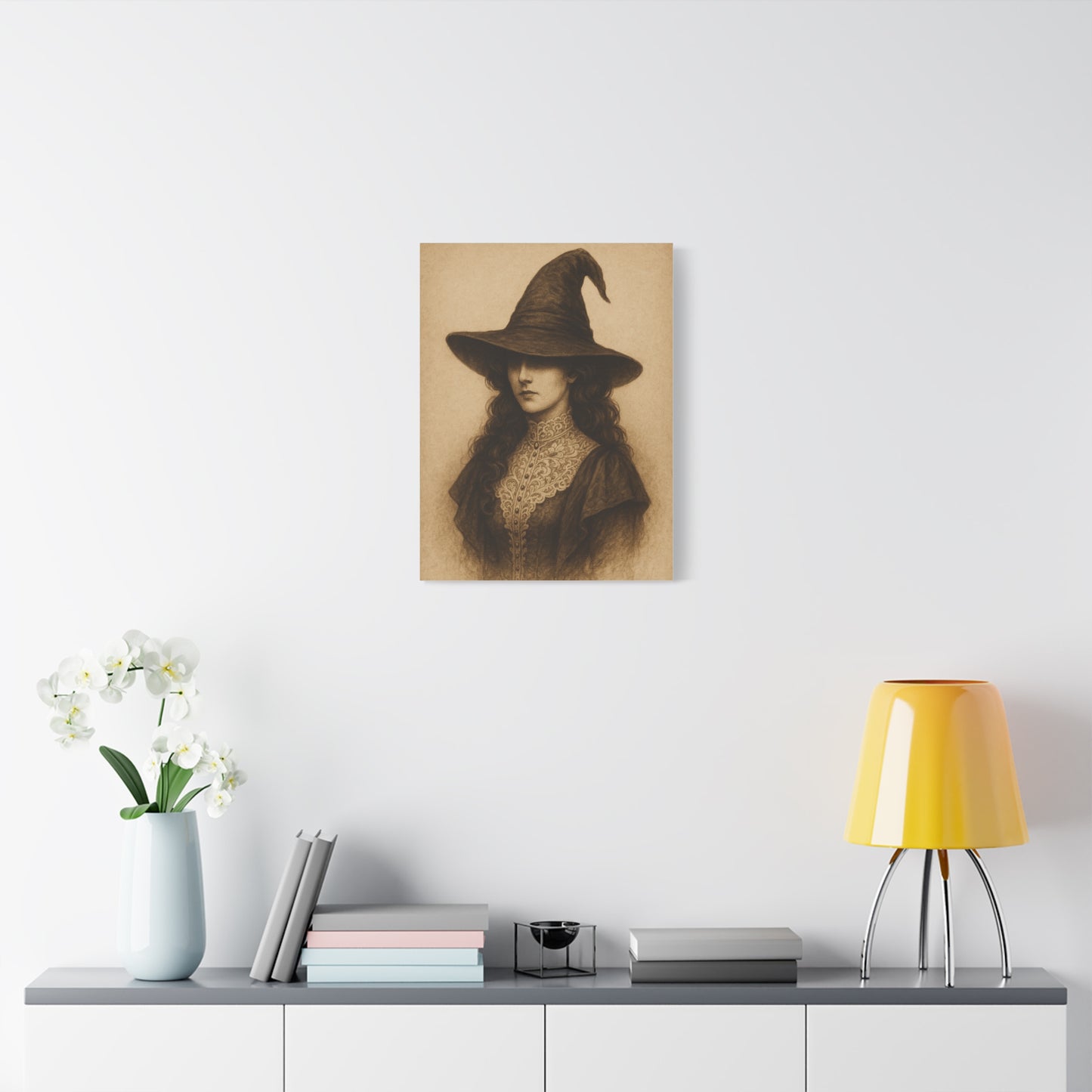 Mystical Witch Canvas Wall Art - Elegant Home Decor for Halloween & More