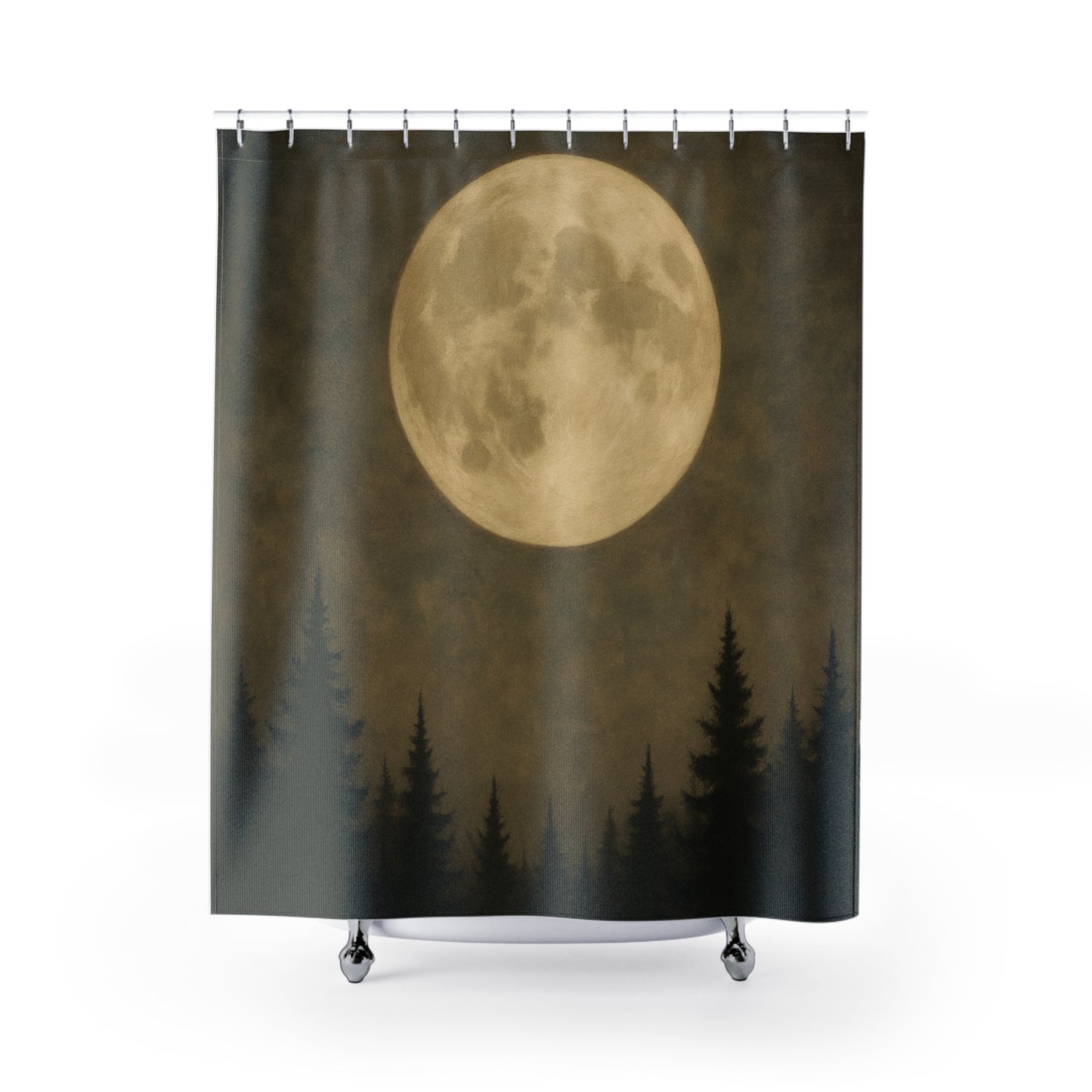 Moonlit Forest Shower Curtain - Cozy Bathroom Decor
