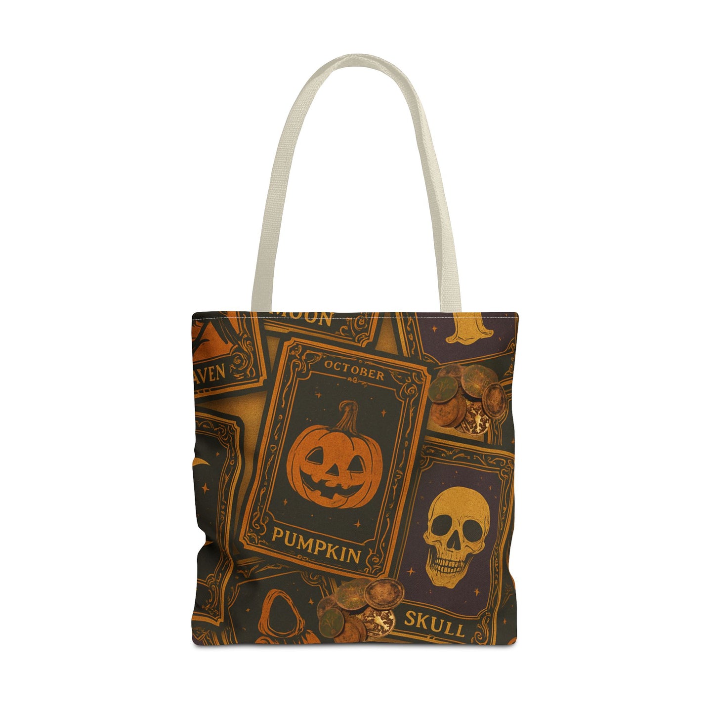 Halloween Tote Bag with Pumpkin and Skull Design - Perfect for Fall Gatherings