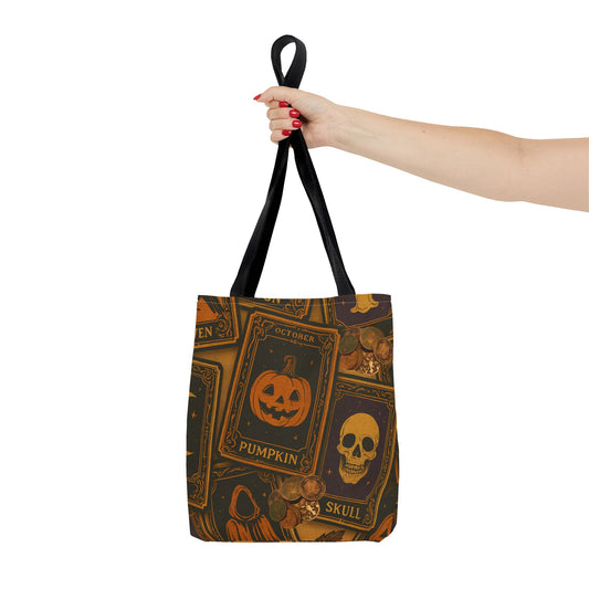 Halloween Tote Bag with Pumpkin and Skull Design - Perfect for Fall Gatherings