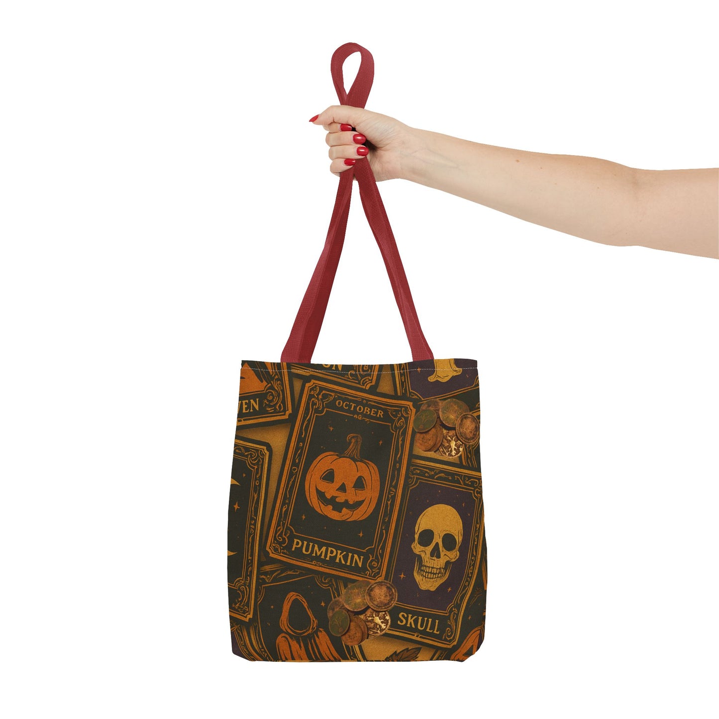 Halloween Tote Bag with Pumpkin and Skull Design - Perfect for Fall Gatherings