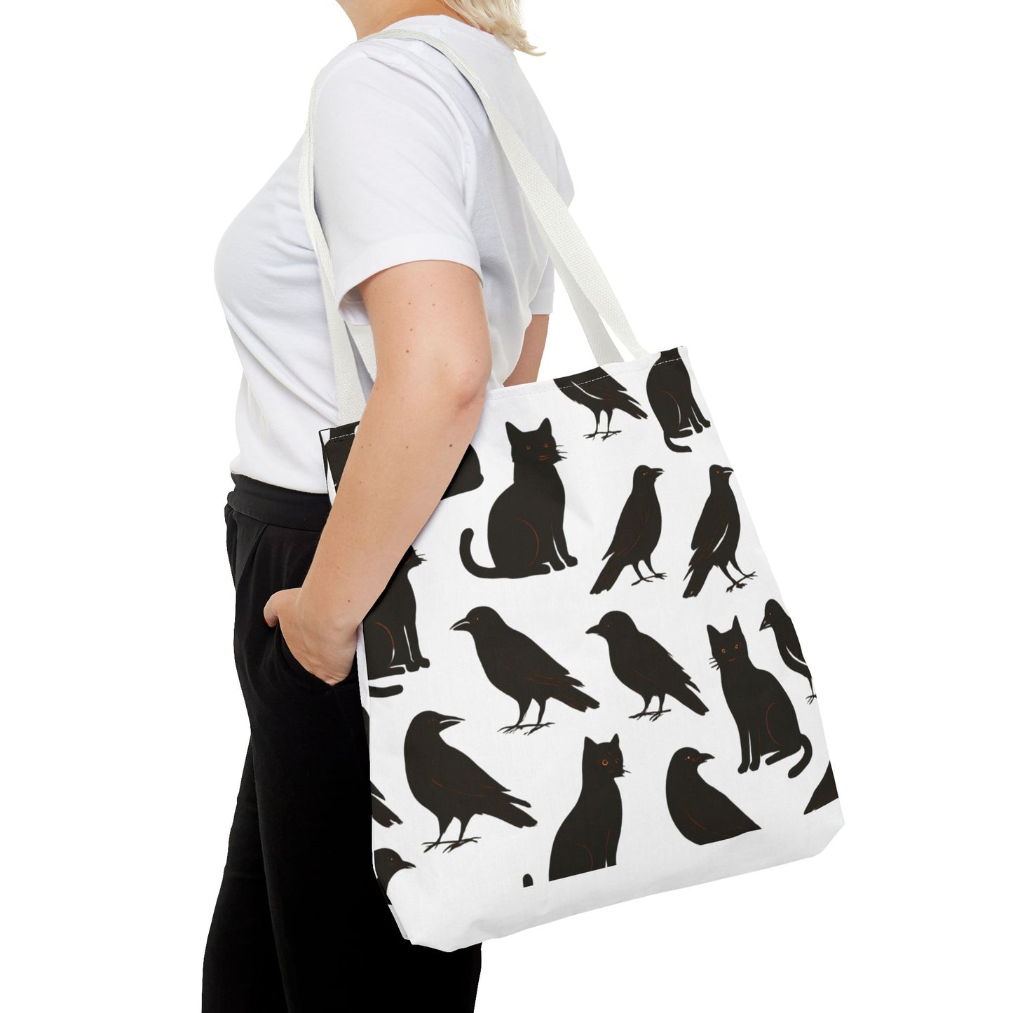 Mystical Black Cats & Crows Tote Bag - Perfect for Halloween and Everyday Use