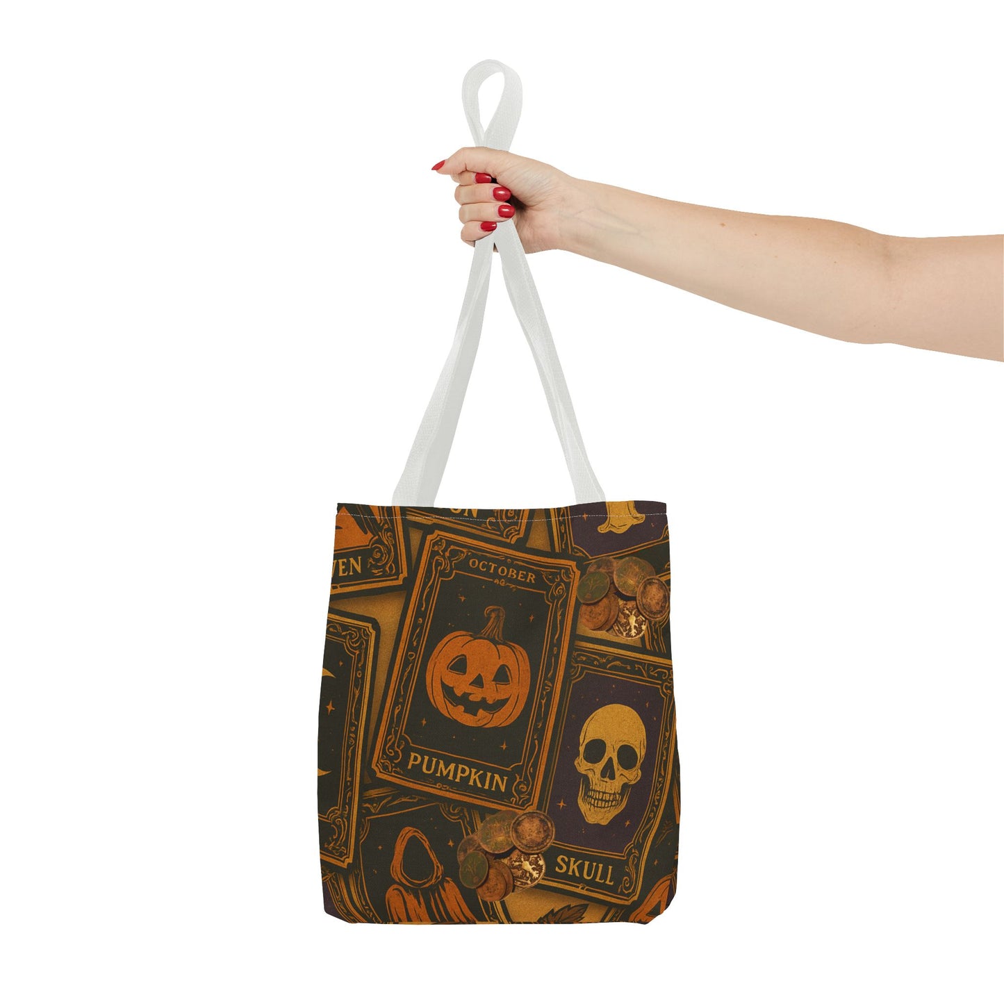 Halloween Tote Bag with Pumpkin and Skull Design - Perfect for Fall Gatherings