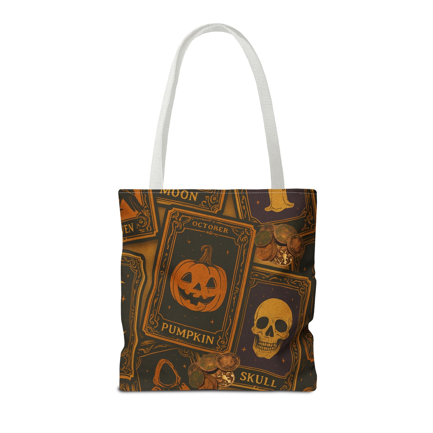 Halloween Tote Bag with Pumpkin and Skull Design - Perfect for Fall Gatherings