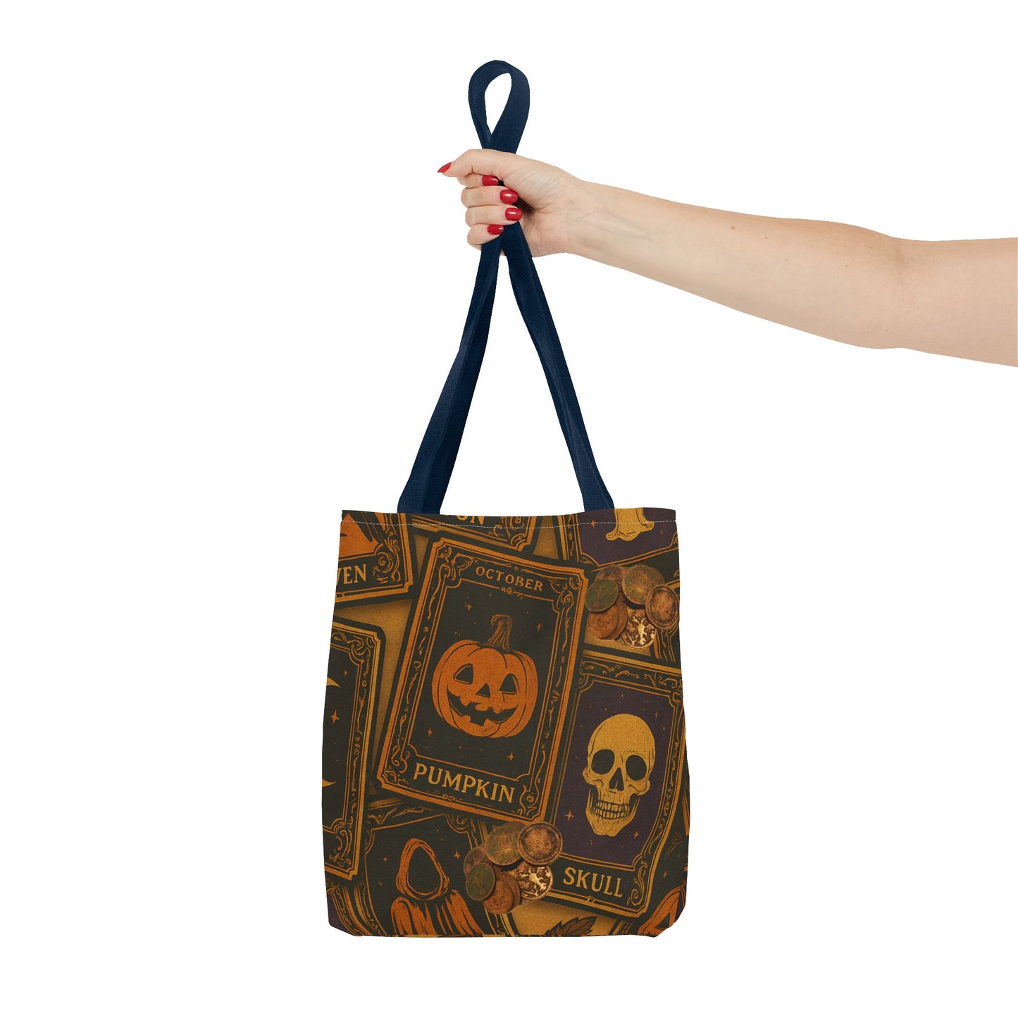 Halloween Tote Bag with Pumpkin and Skull Design - Perfect for Fall Gatherings