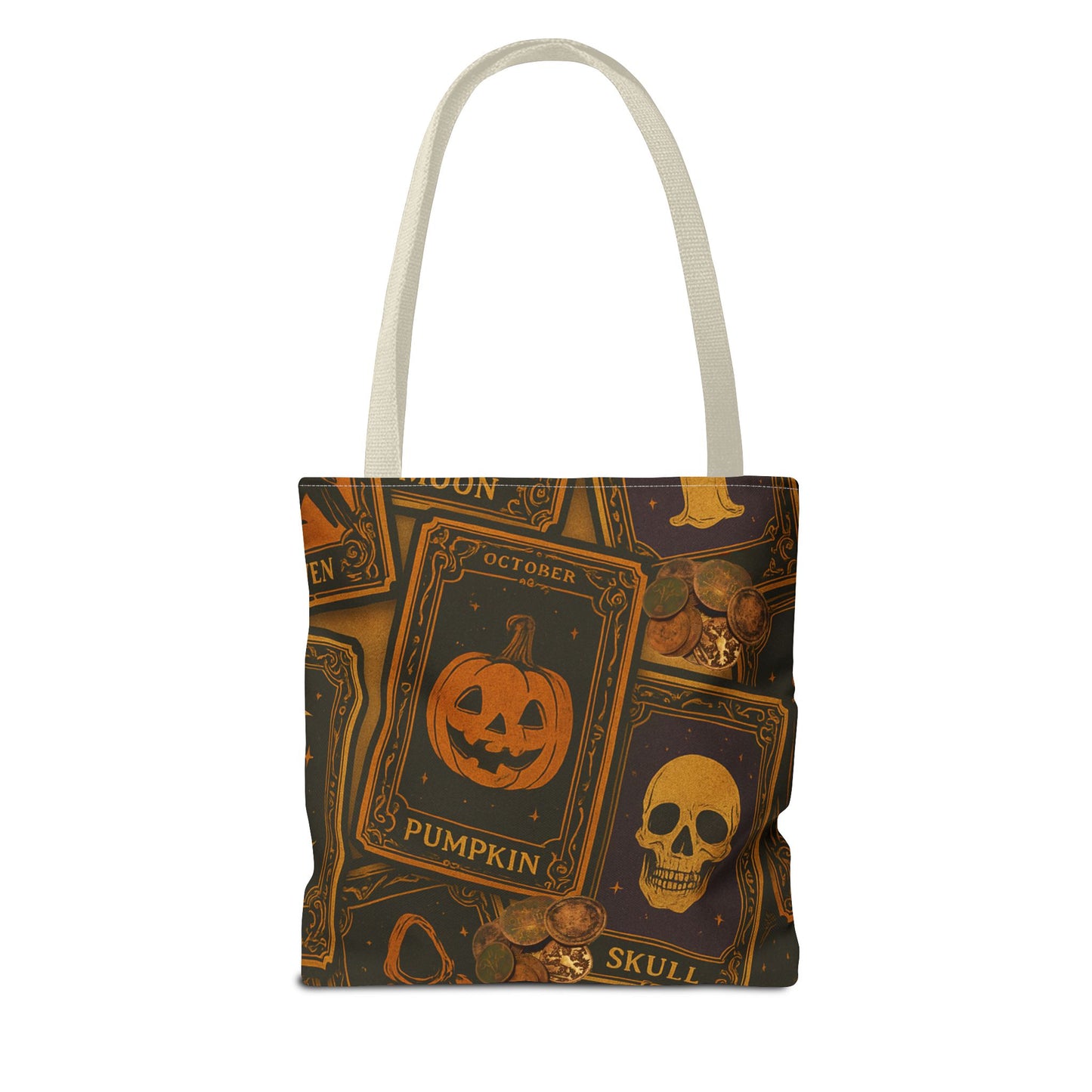Halloween Tote Bag with Pumpkin and Skull Design - Perfect for Fall Gatherings