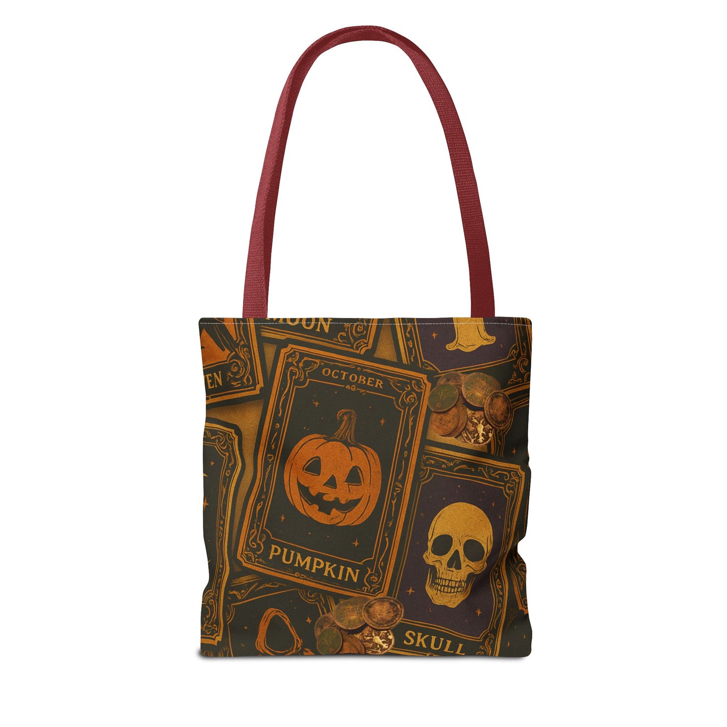Halloween Tote Bag with Pumpkin and Skull Design - Perfect for Fall Gatherings