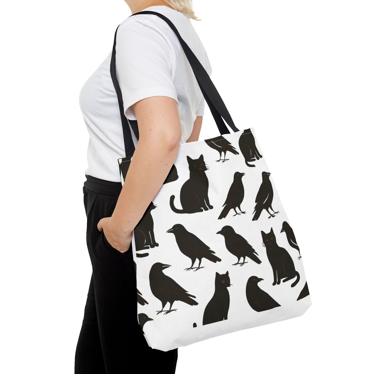 Mystical Black Cats & Crows Tote Bag - Perfect for Halloween and Everyday Use