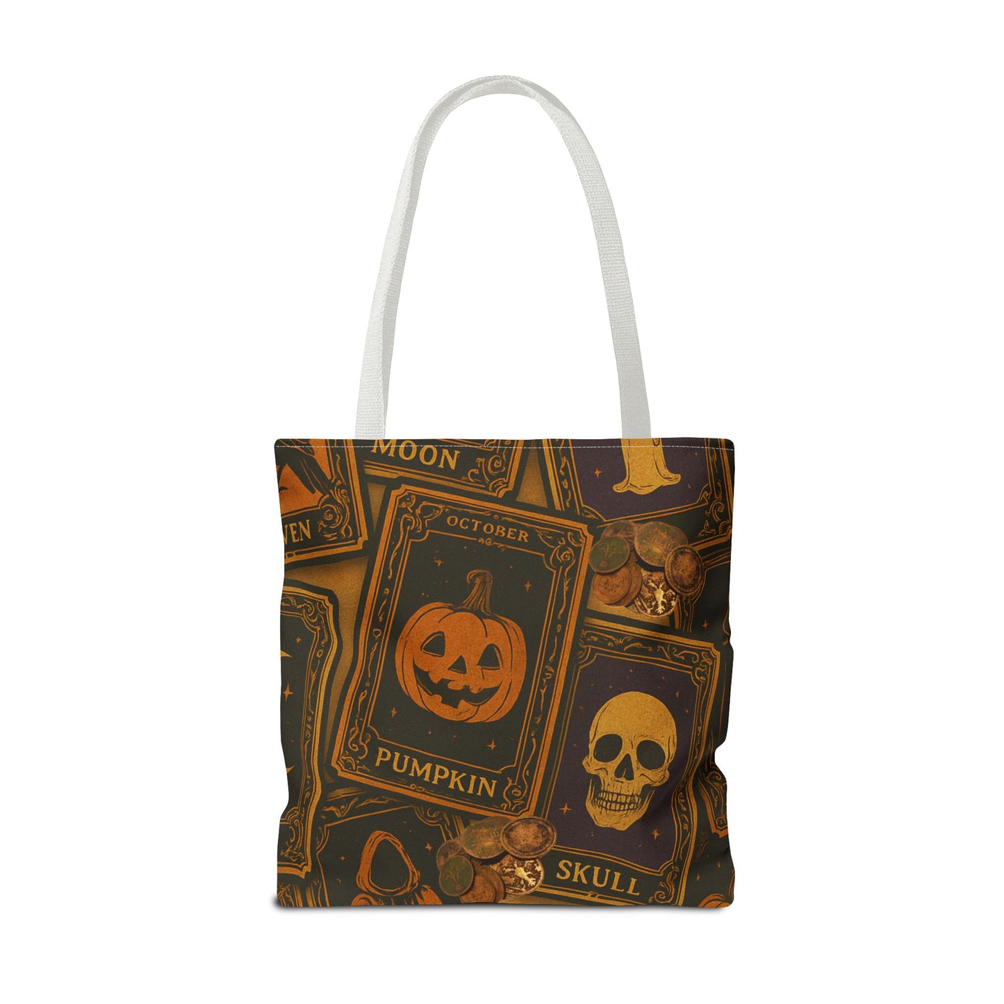 Halloween Tote Bag with Pumpkin and Skull Design - Perfect for Fall Gatherings