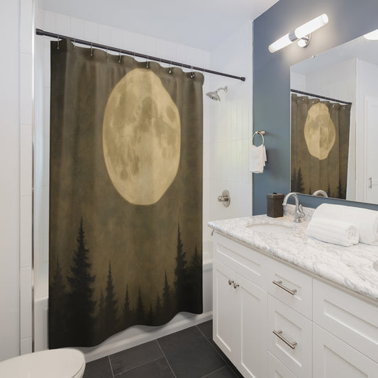 Moonlit Forest Shower Curtain - Cozy Bathroom Decor