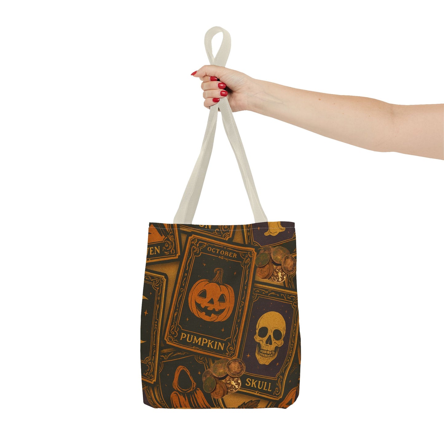 Halloween Tote Bag with Pumpkin and Skull Design - Perfect for Fall Gatherings