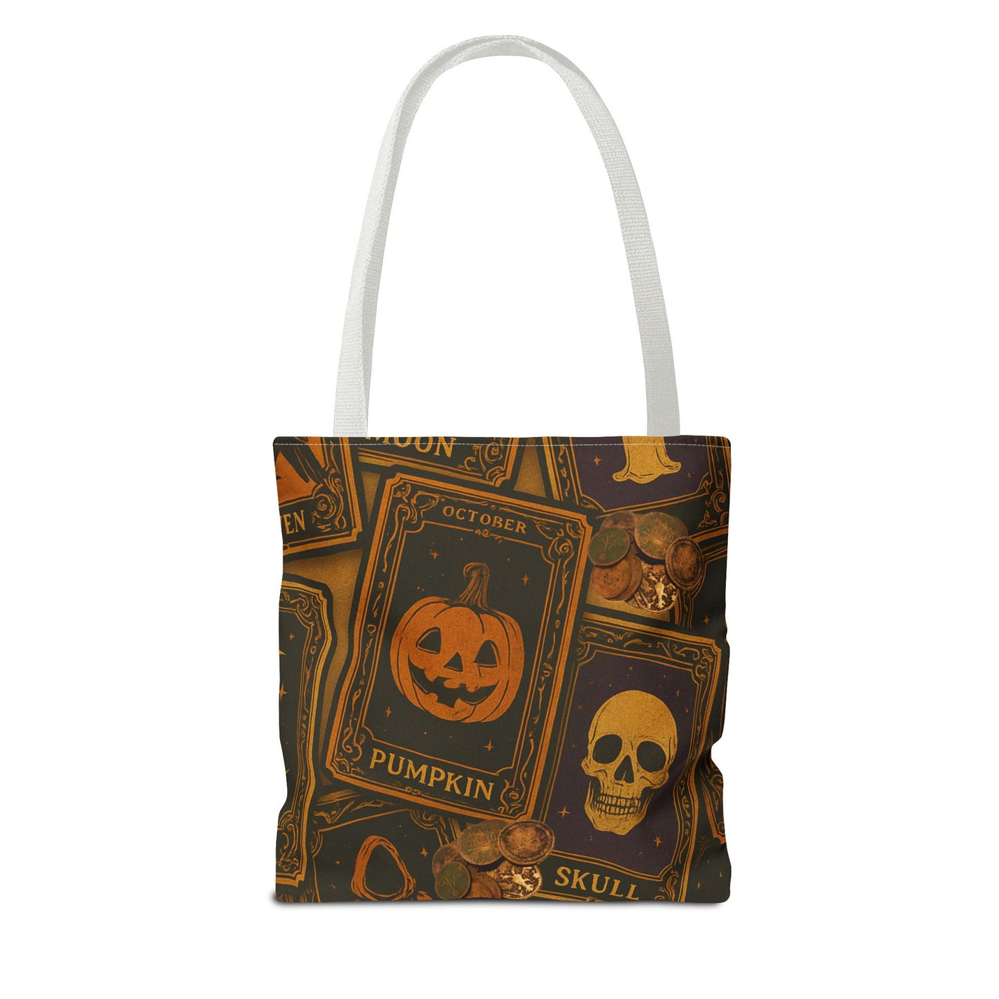 Halloween Tote Bag with Pumpkin and Skull Design - Perfect for Fall Gatherings