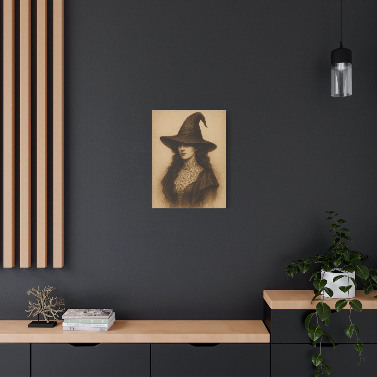 Mystical Witch Canvas Wall Art - Elegant Home Decor for Halloween & More
